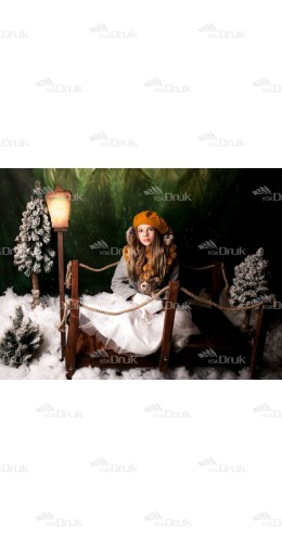  Tło fotograficzne S_146 Boże Narodzenie, las, choinki, zima